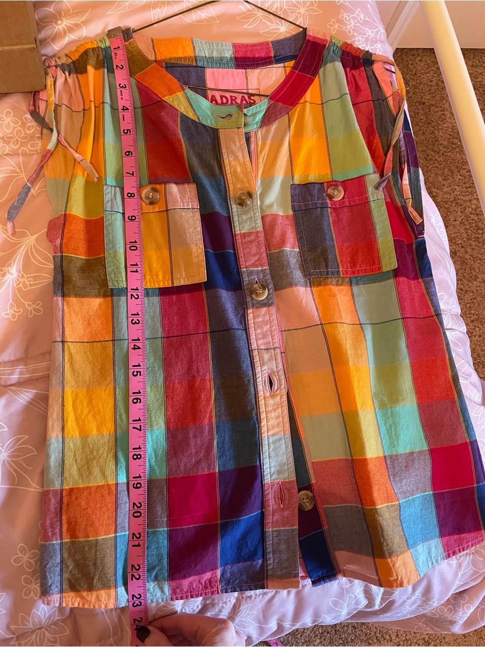 A.P.C. Multicolor Plaid Button-Front Tank